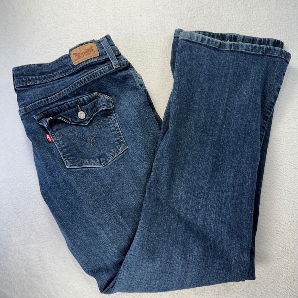 Levi's 515 Bootcut Jeans Womens 16M Blue Denim Flap Pocket Mid Rise 55265-0012
